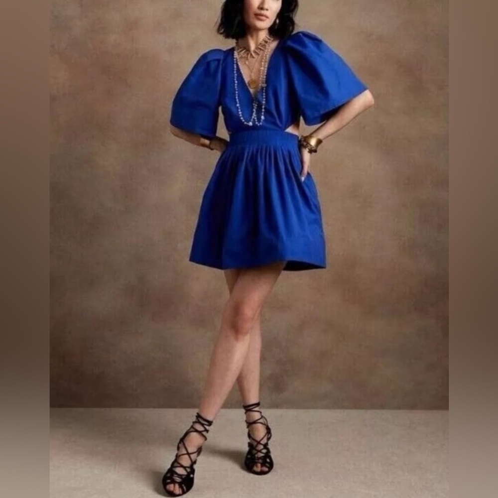 Banana Republic Open Back Voltage Blue Mini Dress Size 4P NWT